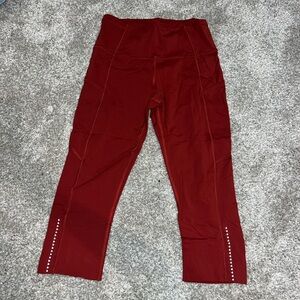 LuluLemon red Fast and Free Tight 3/4
